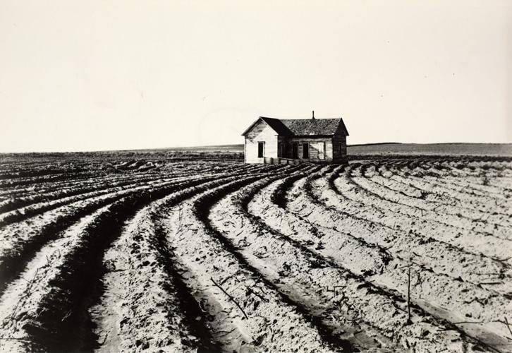 Photograph of an abandoned farm in the Dust Bowl, 1938