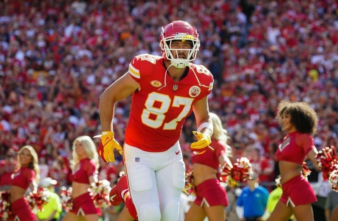 Travis Kelce with Taylor Kansas City Chiefs Black And White