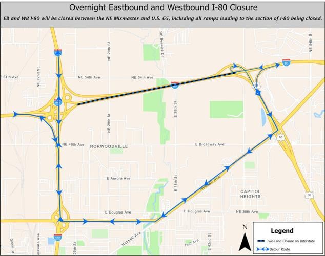 Overnight closures of East- and Westbound I-80 at Northeast Mixmaster begin Aug. 25