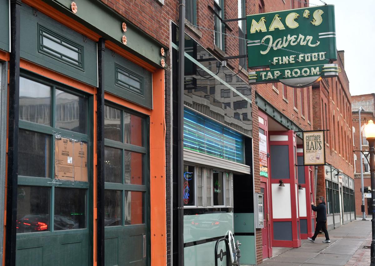 Mac's Tavern damaged by gunfire early Sunday morning.