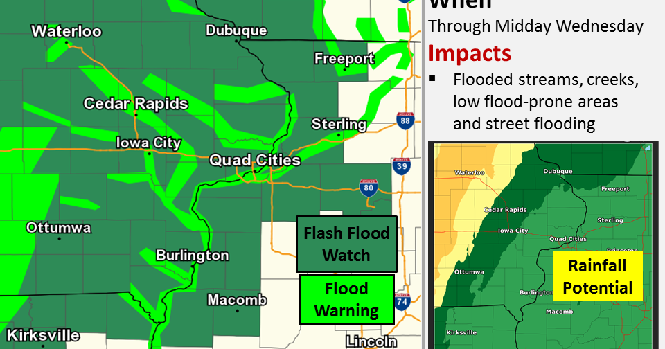 Noon update: Flash flood watch for the Q-C region