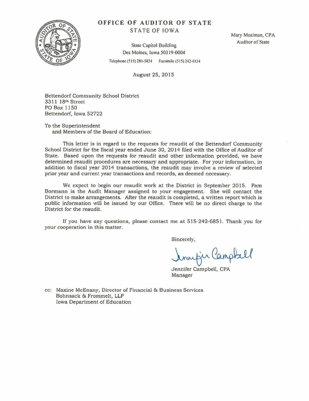 re audit letter qctimes com ots recommendation letter