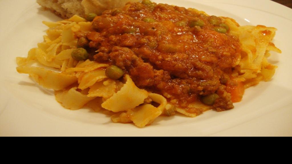 Authentic Italian Bolognese over egg noodles — 1.32 per serving Home