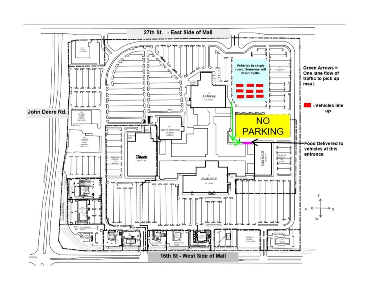 Map of Thursday's Mr. Thanksgiving drive-thru at SouthPark Mall
