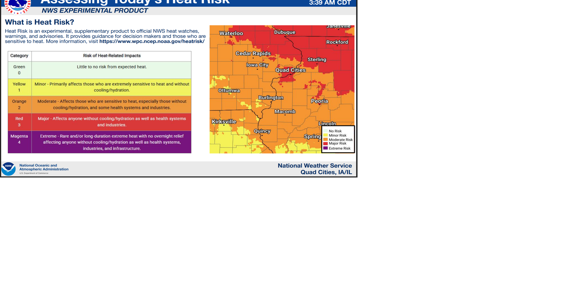 The National Weather Service of Quad Cities issued heat advisory July 15.
