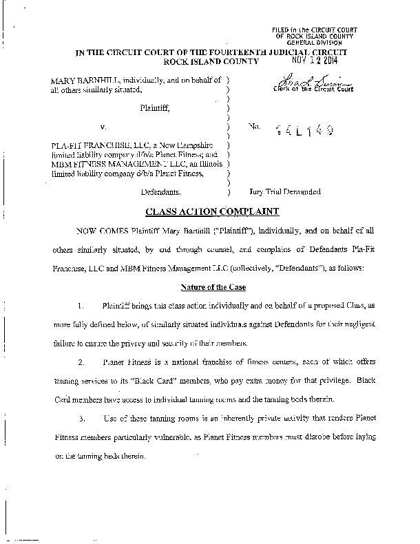 Fitness Complaint filed Nov. 12, 2014