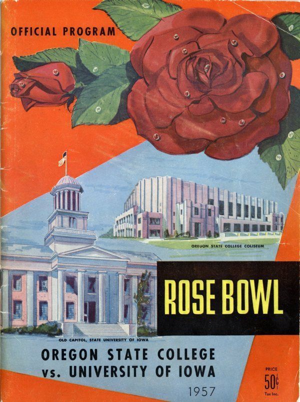 1957 Rose Bowl Mini-Mega Ticket Iowa Hawkeyes 
