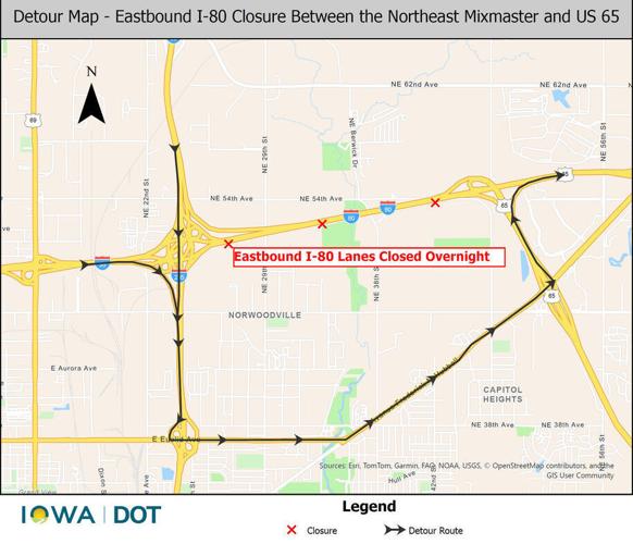 Overnight closures of East- and Westbound I-80 at Northeast Mixmaster begin Aug. 25