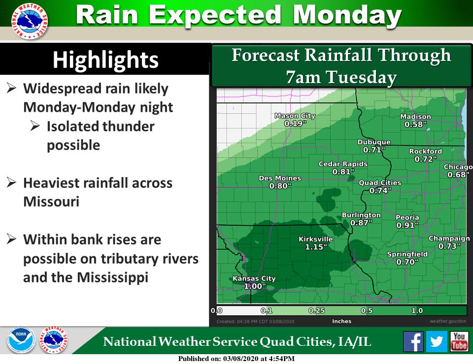 More rain this afternoon, flood watch for Rock River near Joslin