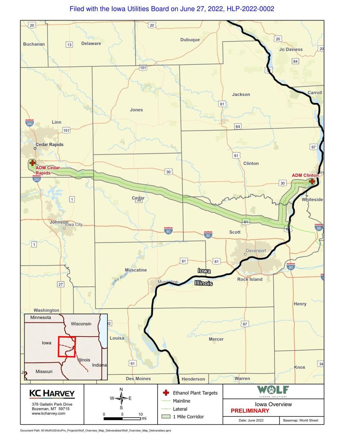 Wolf Carbon pipeline proposed map
