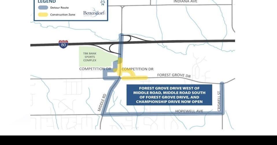 Forest Grove Drive and Middle Road in Bettendorf expected to reopen