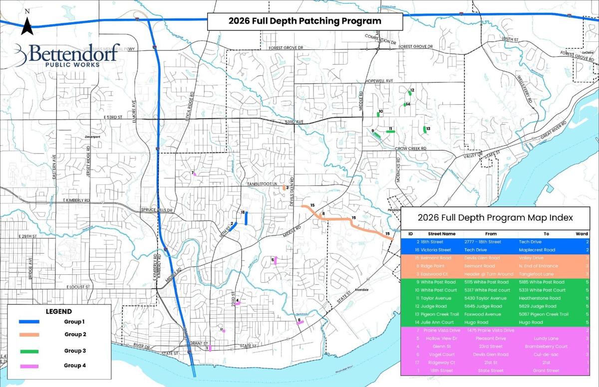 City of Bettendorf's 2026 Full Depth Patching Program Begins Monday, June 22