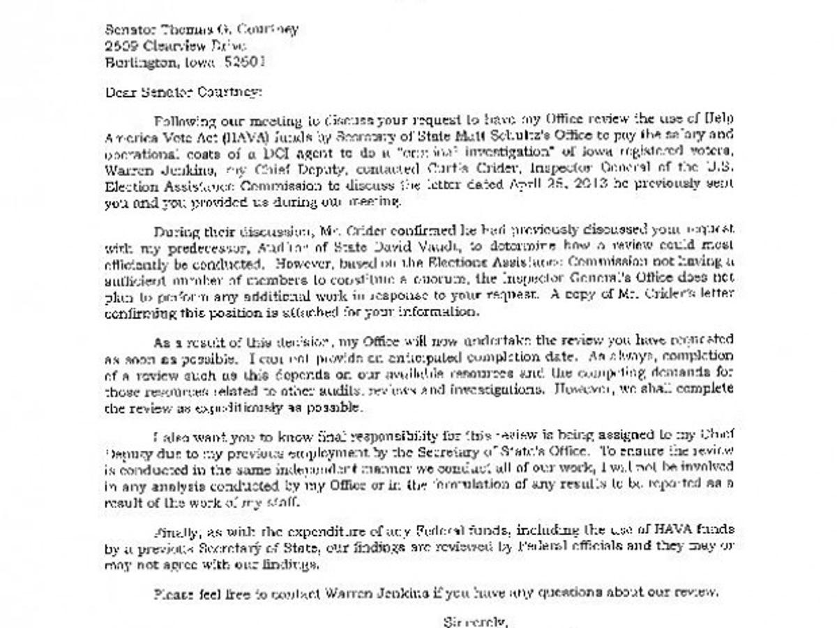 Iowa Auditor To Review Voter Fraud Probe Iowa News Qctimes Com