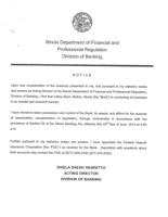 Illinois Department of Financial and Professional RegulationDivision of Banking notice that it has taken possession and control of Valley Bank, Moline.pdf