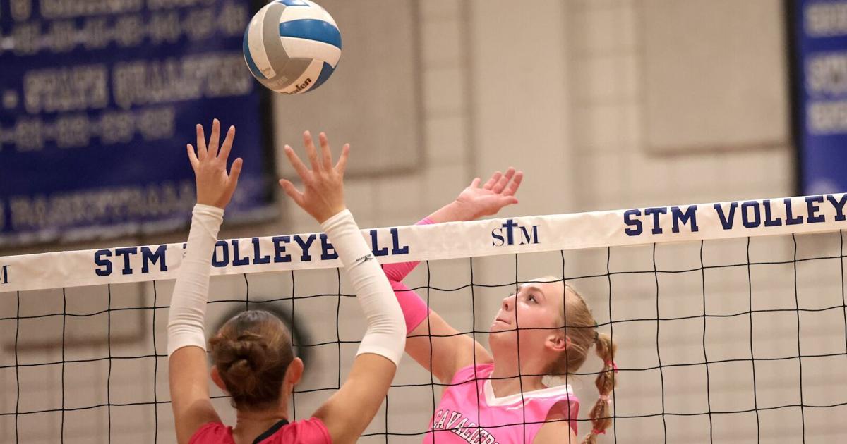 Stm Tip D STM volleyball's Leighton Scherr hits 1,000 kills