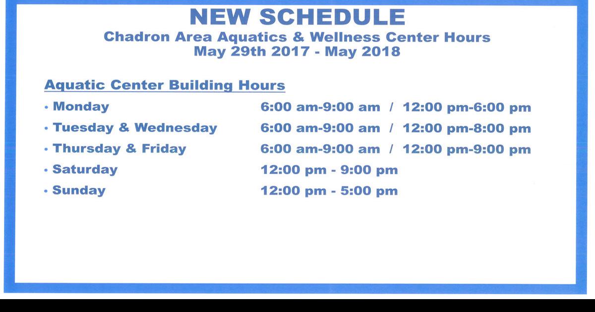 Aquatics Center hours changing
