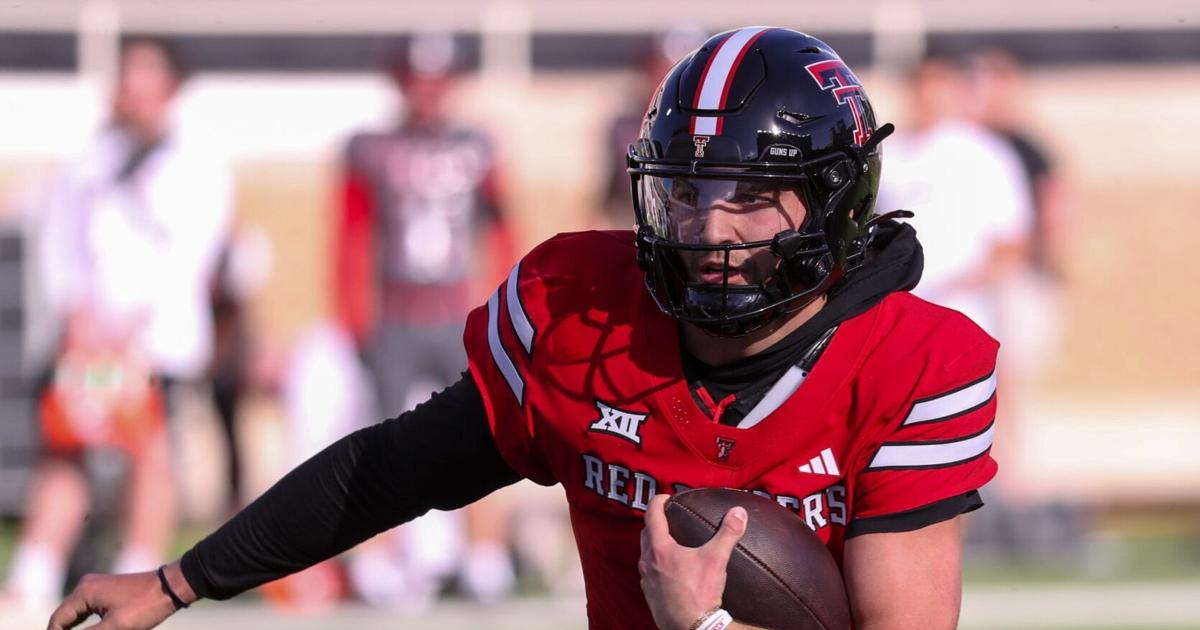 Brendan Sorsby runs with the ball during the Texas Tech football team's spring game, Friday, April 17, 2026, at Jones AT&T