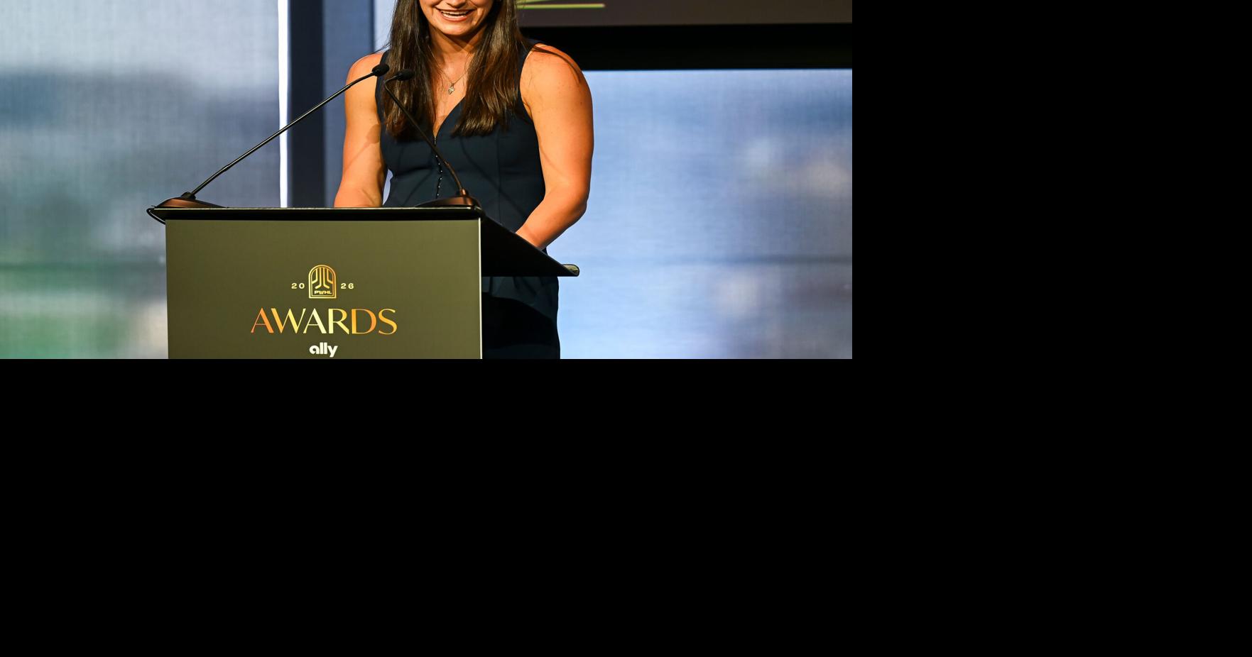 Boston Fleet defenseman Megan Keller is awarded Defender of the Year during the PWHL Awards ceremony on Tuesday, June 16, 2026 in Detroit.