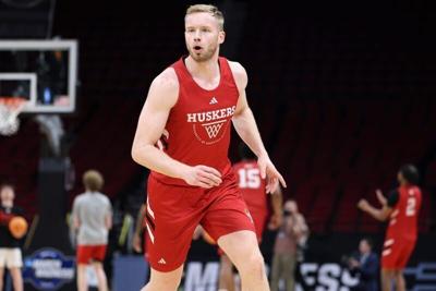Mar 25, 2026; Houston, TX, USA; Nebraska Cornhuskers forward Rienk Mast (51) during a practice session ahead of the south regional of the men's 2026 NCAA Tournament at Toyota Center. Mandatory Credit: Troy Taormina-Imagn Images