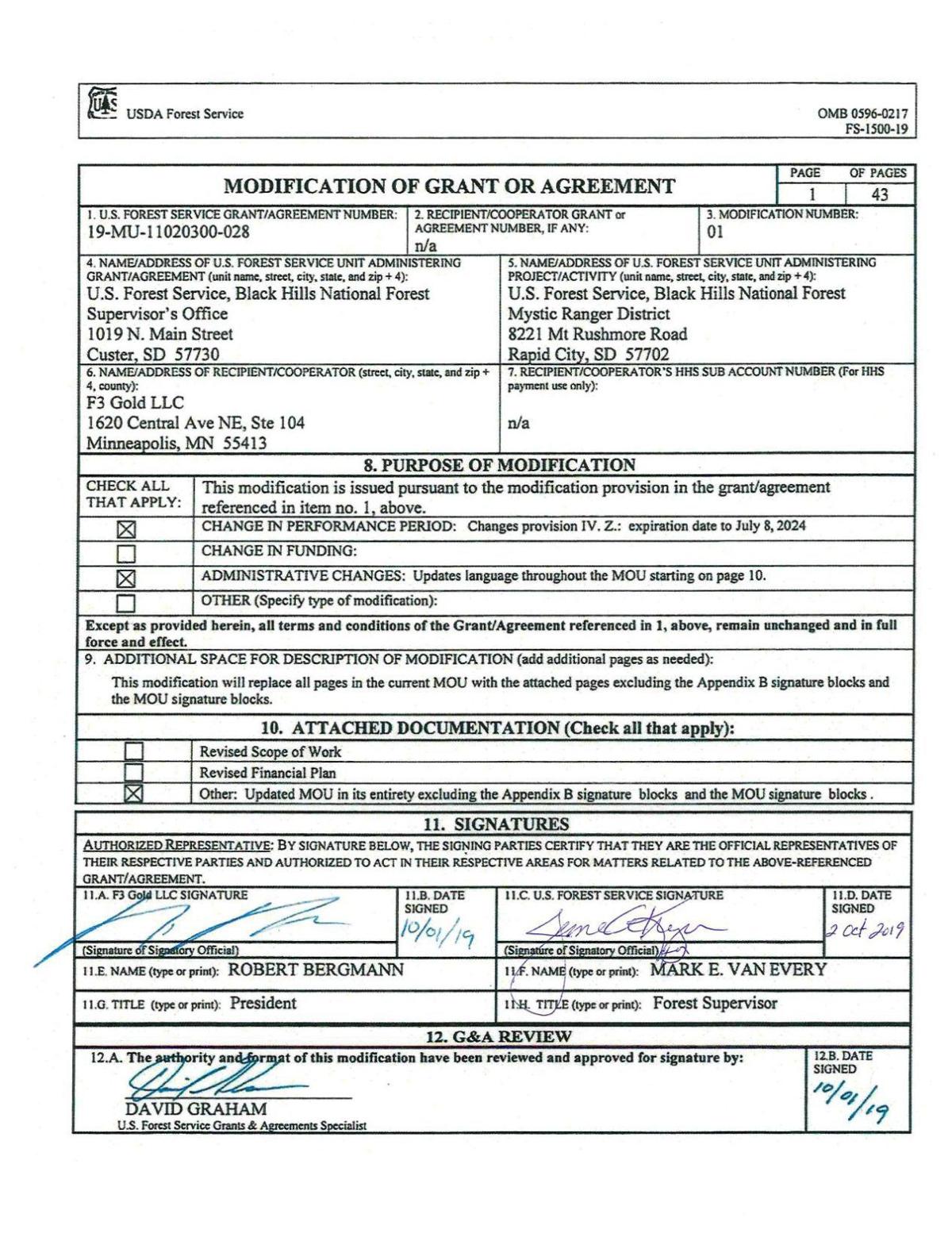 mou f3 gold and forest service rapidcityjournal com