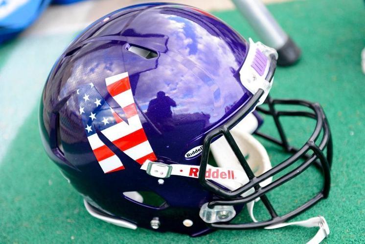 Sep 08, 2012; Evanston, IL, USA; A detailed view of the Northwestern Helmet before the game against Vanderbilt at Ryan Field. Mandatory Credit: Mike DiNovo-USA TODAY Sports