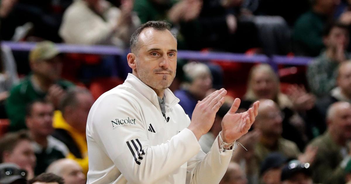 University of Wisconsin-Green Bay men's basketball head coach Doug Gottlieb during a game against Wright State on Feb. 1, 2026, at the Resch Center in Ashwaubenon, Wis. Wright State defeated UW-Green Bay 83-75.