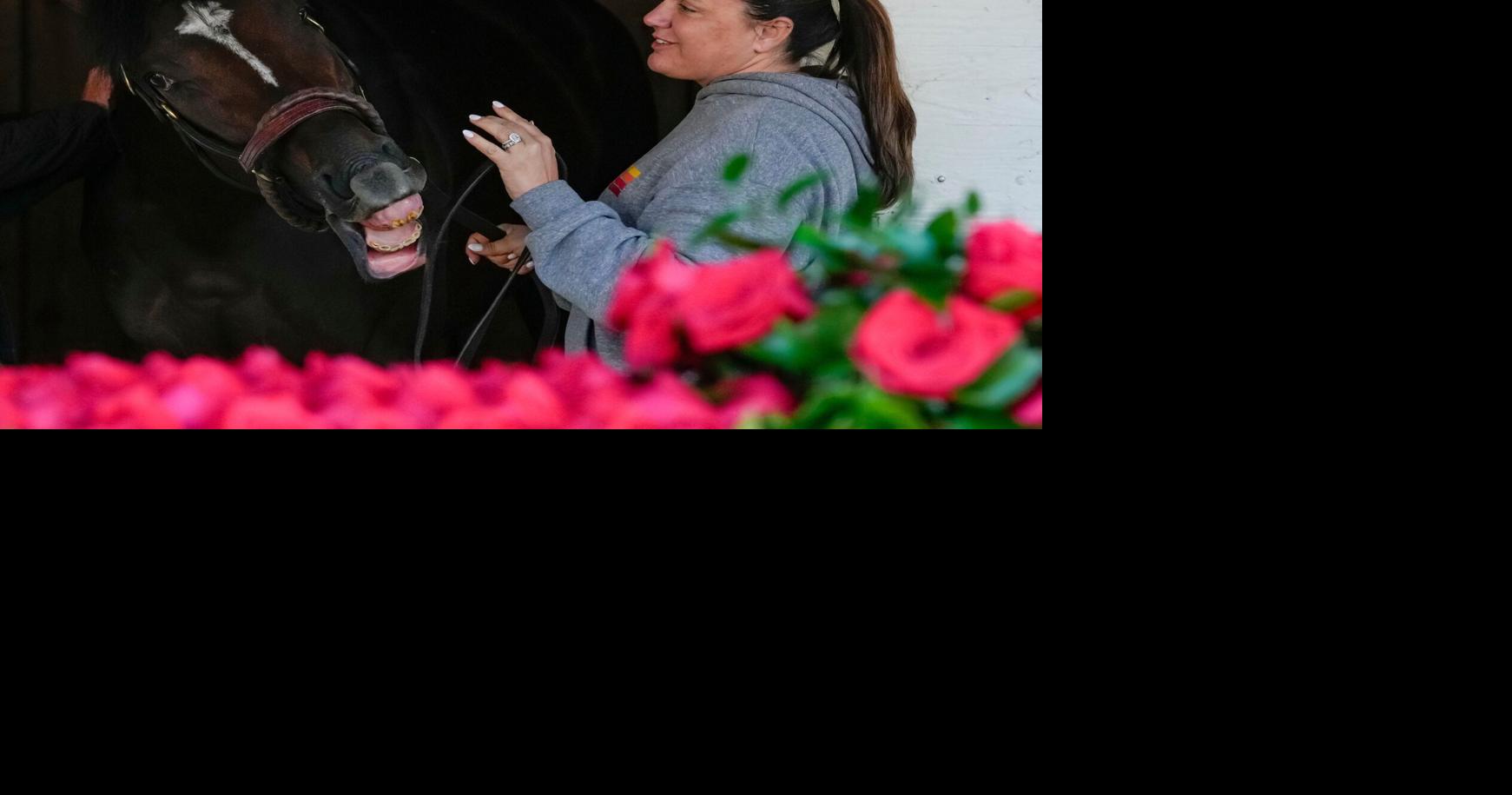 Golden Tempo reached to nip the lead as Cherie DeVaux takes him out of his stall after winning the 152nd running of the Kentucky