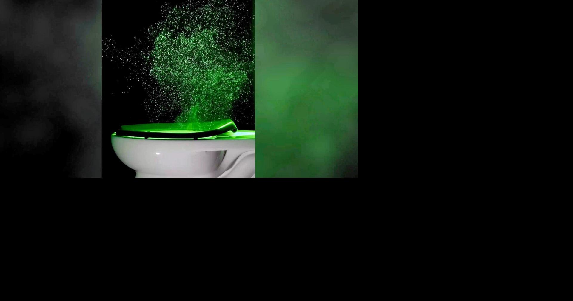 Green lasers reveal you should close the toilet lid before you flush
