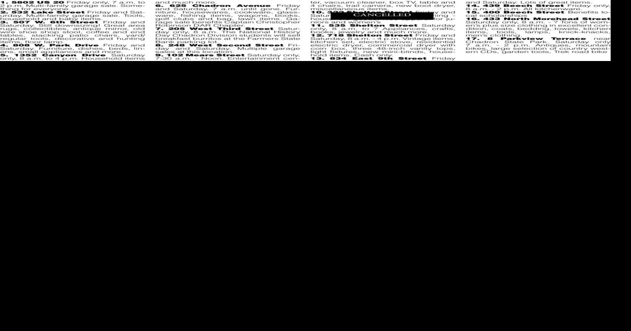 Chadron Communitywide Garage Sales this weekend