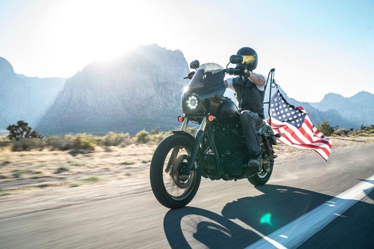 A motorcycle with the American flag