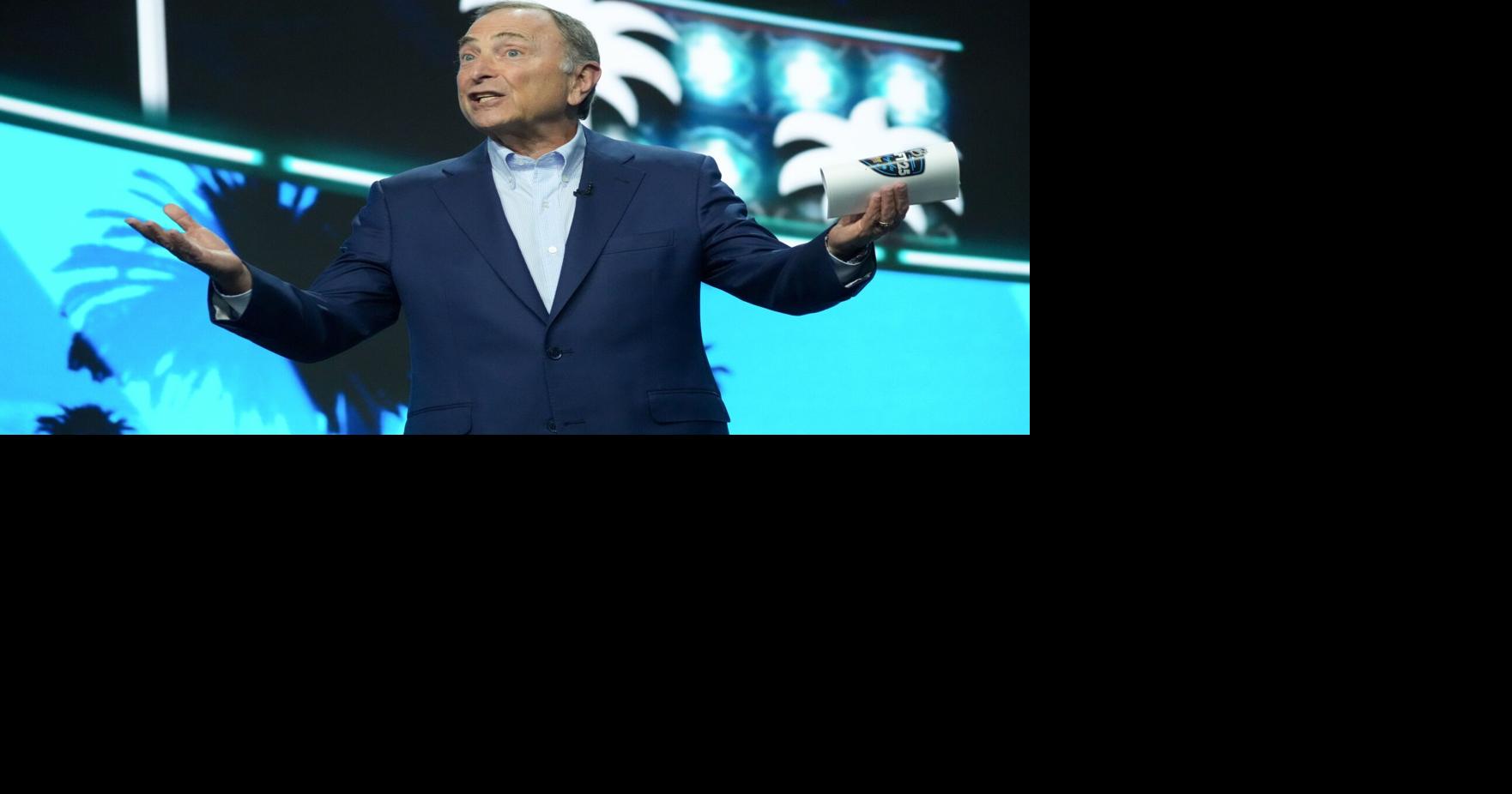NHL commissioner Gary Bettman greets fans to start the first round of the 2025 NHL Draft at Peacock Theater in Los Angeles on Friday, June 27, 2025.