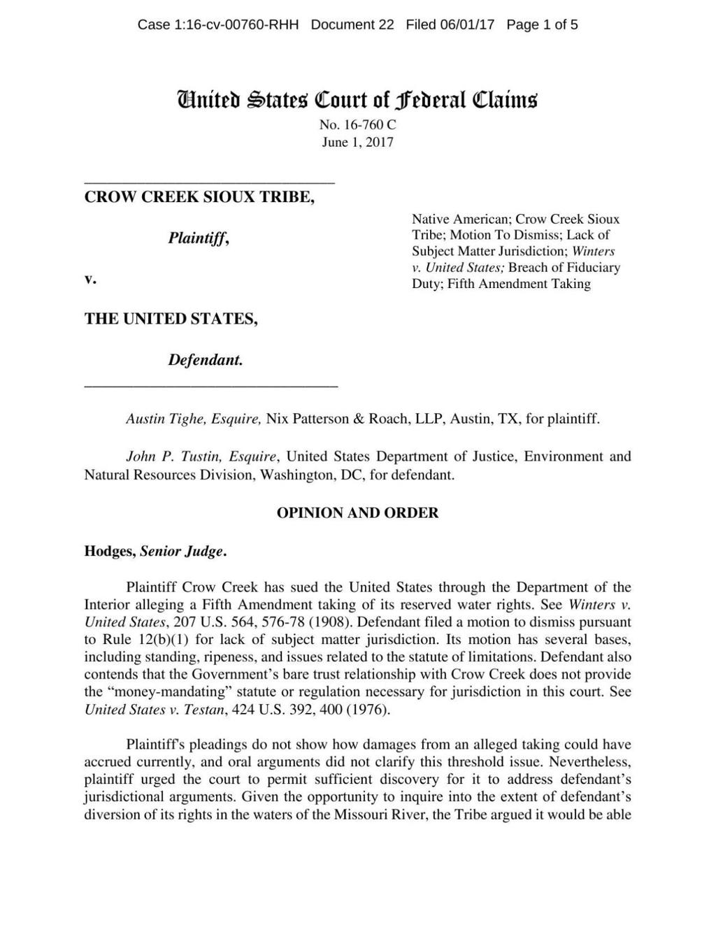 Judge Dismisses 200 Million Water Lawsuit From Sd Tribe Local Rapidcityjournal Com