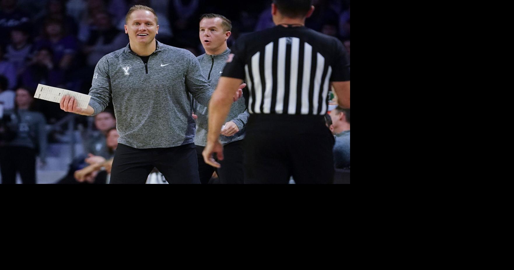BYU Cougars head coach Kevin Young reacts during the game against Kansas State Wildcats inside Bramlage Coliseum on Jan. 3, 2026.