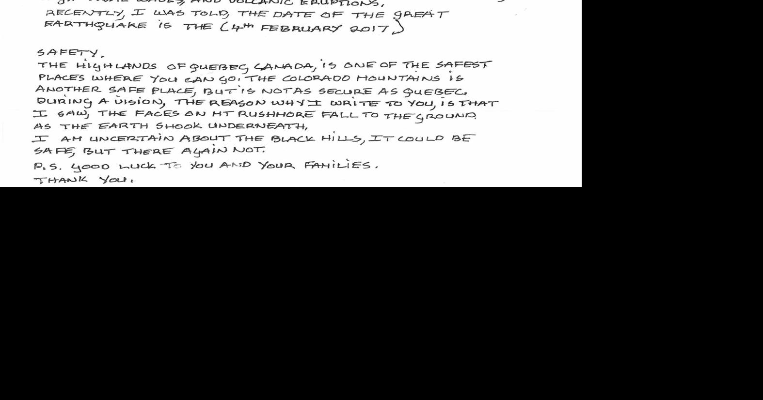 DON'T PANIC: Letter warns of impending doom
