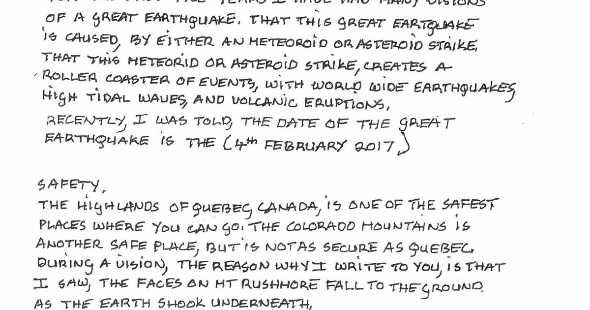 Foreboding Letter DON'T PANIC: Letter warns of impending doom