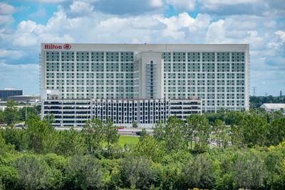 The Hilton Orlando, as seen from the Aquatica tower in the International Drive area, Orlando, Florida, July 1, 2019.