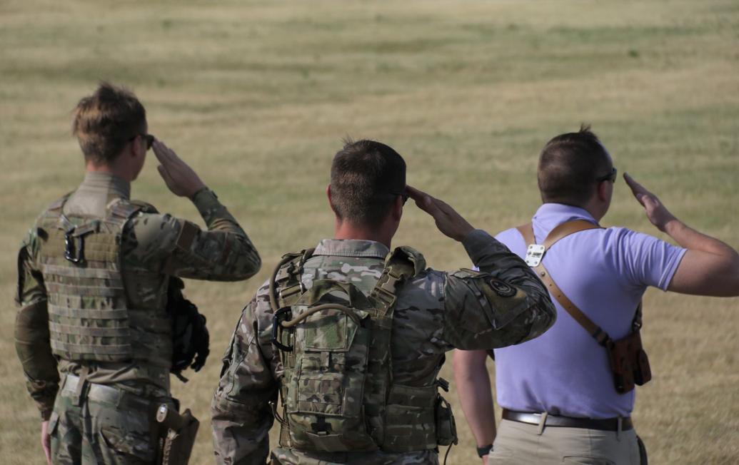 Saluting the National Anthem