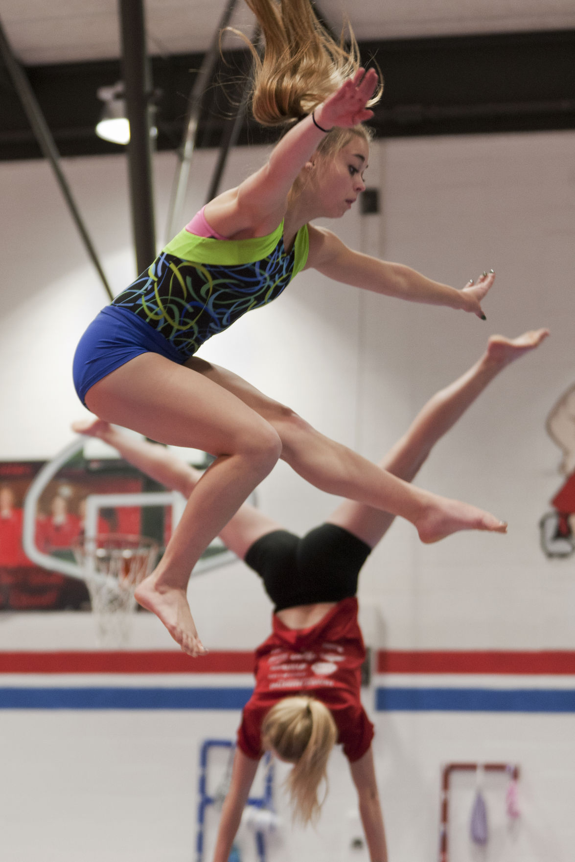 Getting back into the swing of things at gymnastics practice. Photos