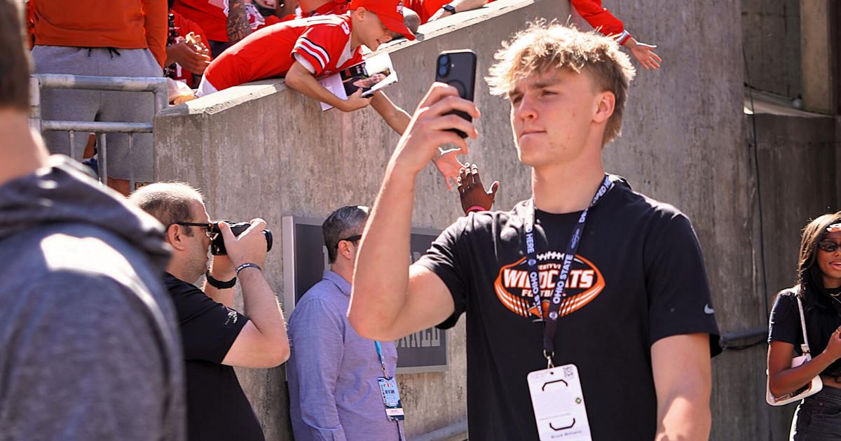 Brock Williams, Libertyville tight end, soaks up the atmosphere of the game between the Ohio State Buckeyes and Texas Longhorns at Ohio Stadium on Aug. 30, 2025.