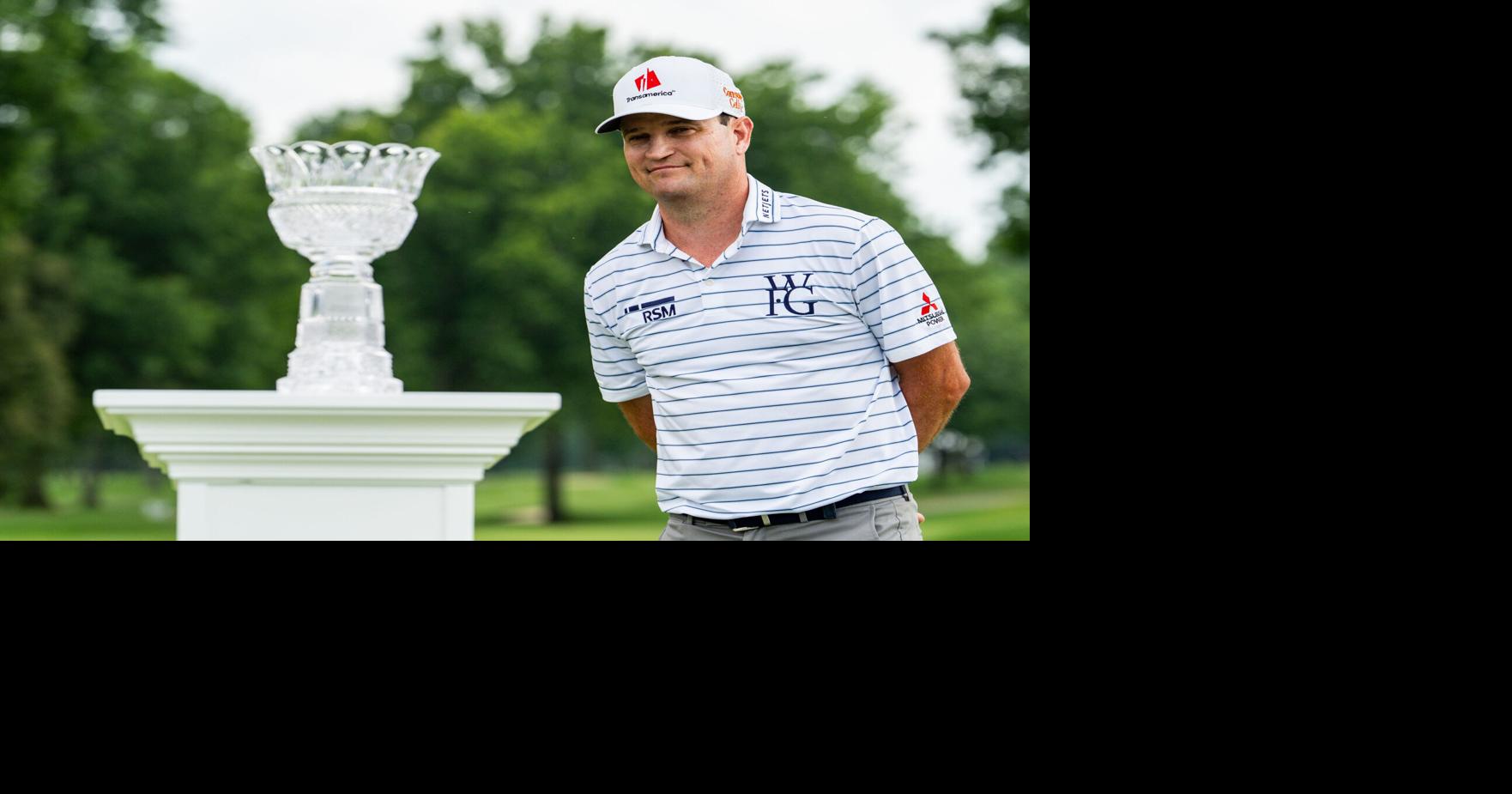 Zach Johnson speaks during the trophy presentation after winning the Kaulig Companies PGA Championship Final Round, July 12,