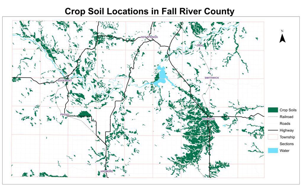 Crop soil locations in Fall River County