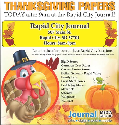 Rapid City Journal Thanksgiving Day Paper Now Available Local