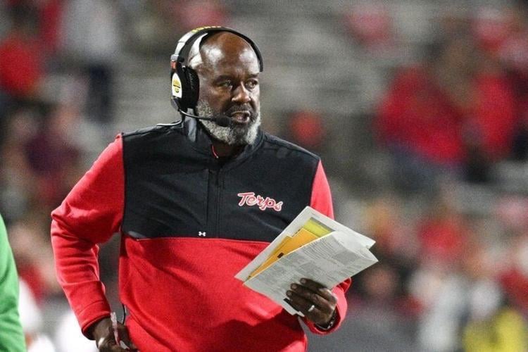Oct 19, 2024; College Park, Maryland, USA; Maryland Terrapins head coach Mike Locksley during the second half Southern California Trojans at SECU Stadium. Mandatory Credit: Tommy Gilligan-Imagn Images