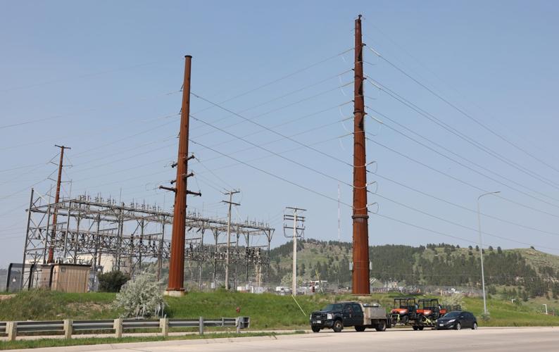 Powerlines run from a Black Hills Energy substation off of Deadwood Avenue in Rapid City