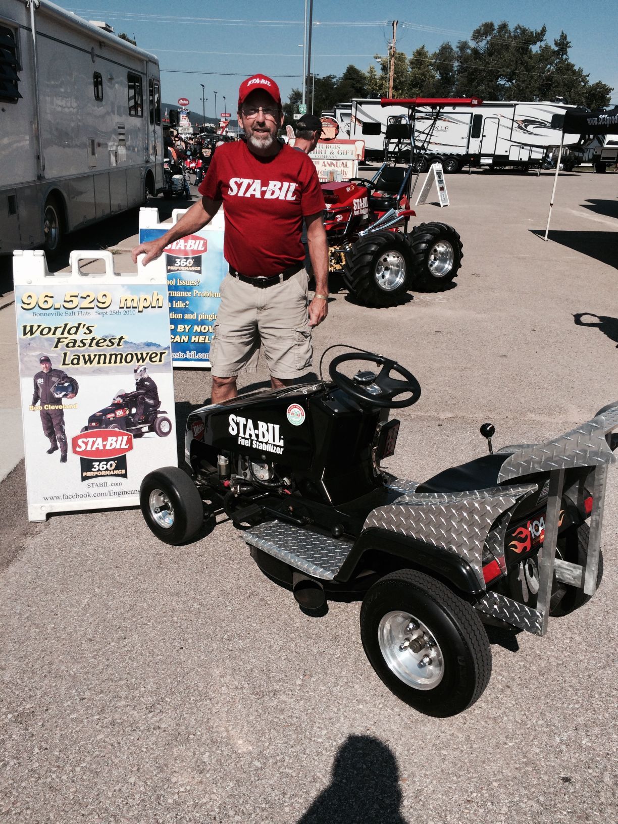 World s fastest lawnmower rider has hit 96.5 mph visiting Sturgis