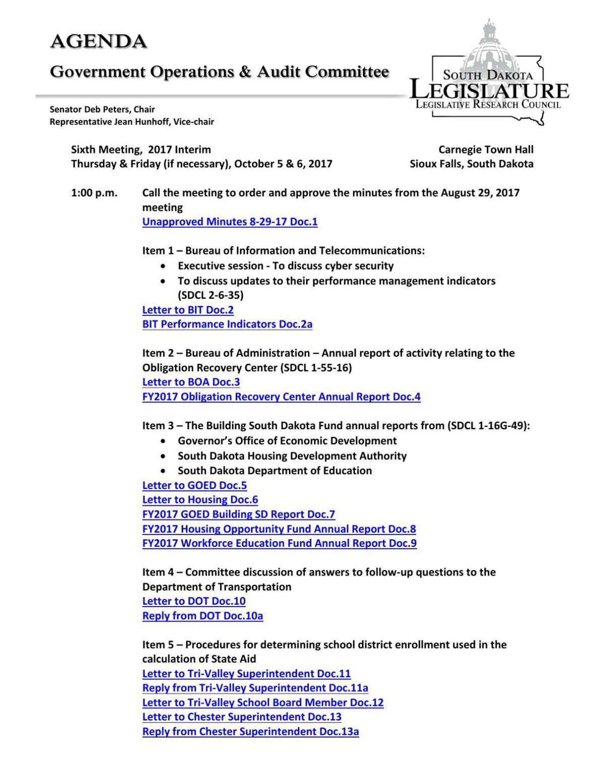 Government Operations And Audit Committee Agenda Rapidcityjournal Com