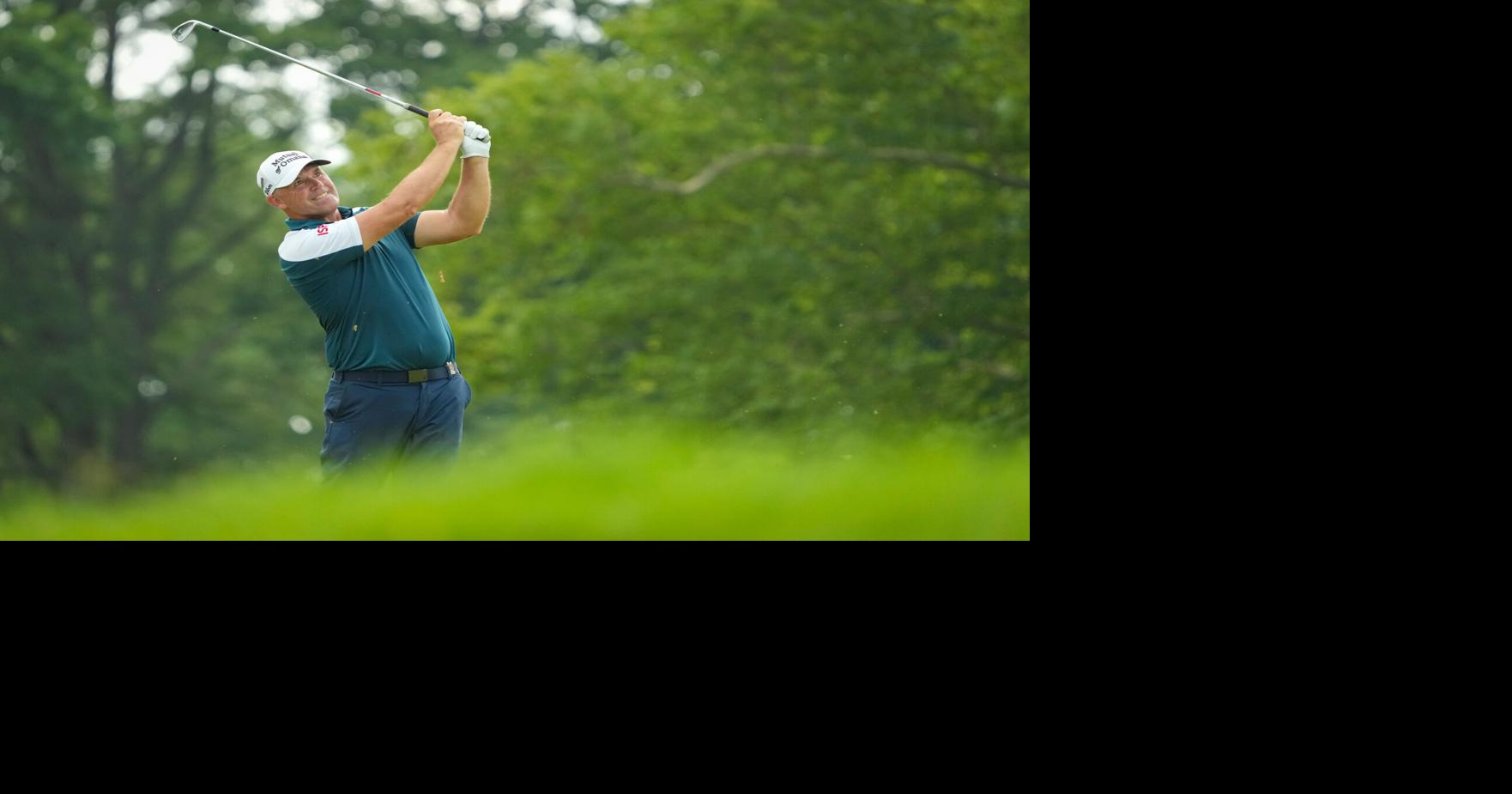 Padraig Harrington tees off on nine during the first round of the U.S. Senior Open at Scioto Country Club in Columbus on July 2,