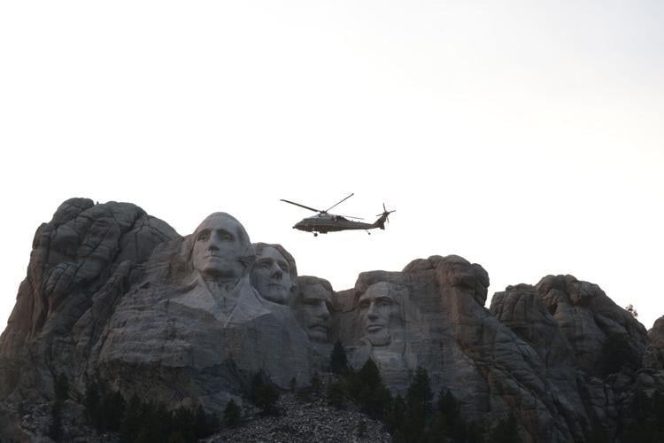 Marine 1 over Mount Rushmore