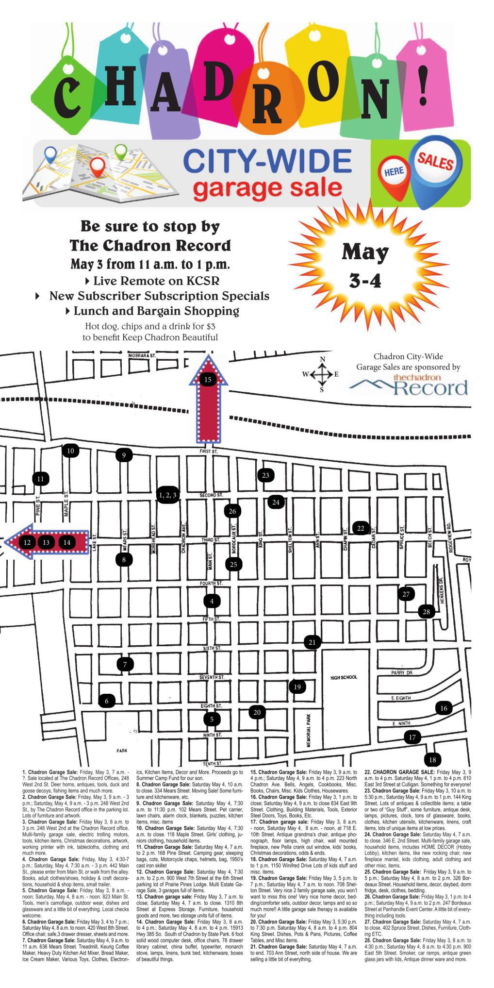 Chadron City Wide Garage Sales Map Rapidcityjournal Com