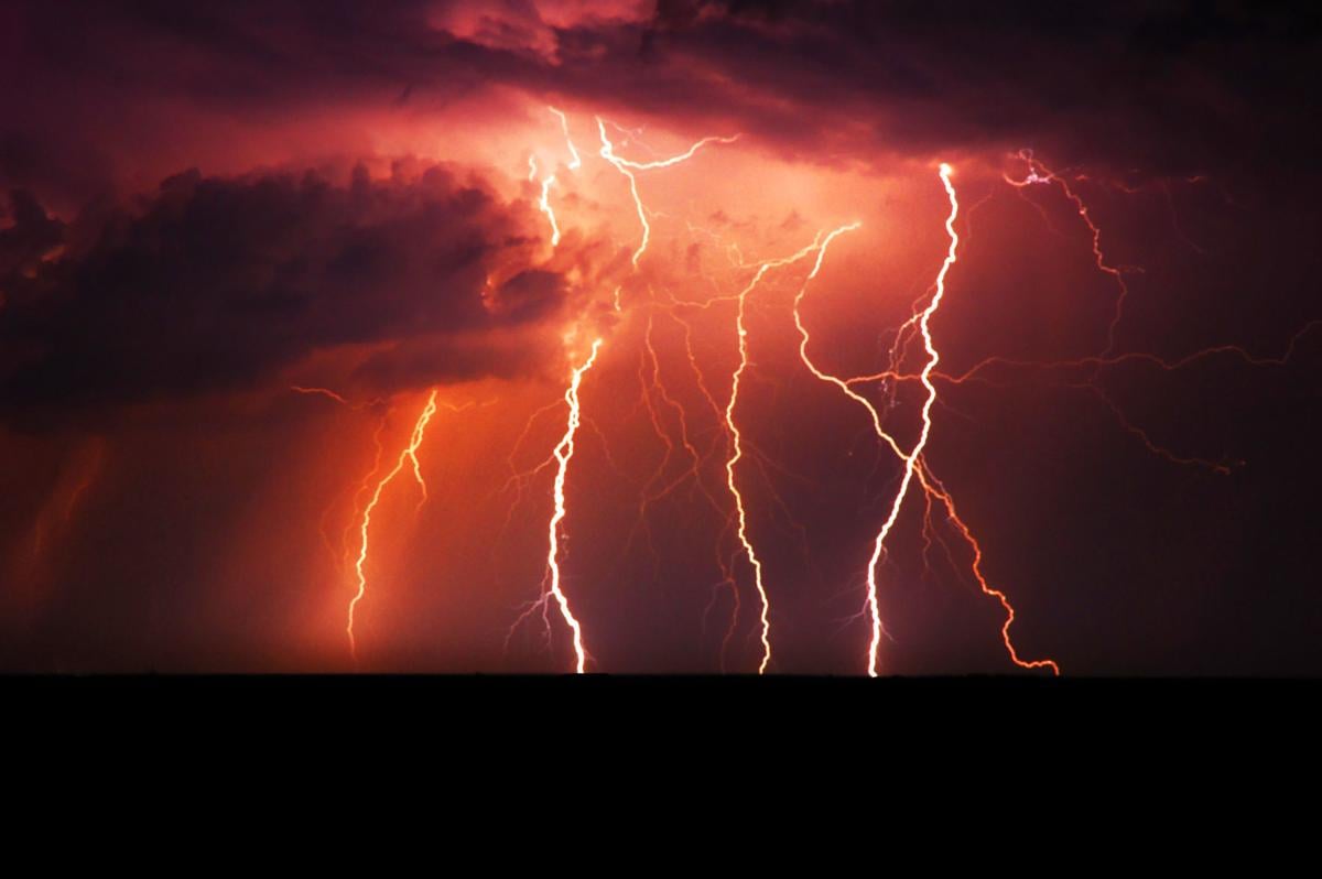 orange lightning storm